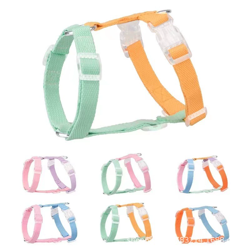 Поводок контрастного цвета Macaron I-образный нагрудный ремень, Взрывозащищенная веревка для ходьбы маленьких и средних собак с защитой от взлома