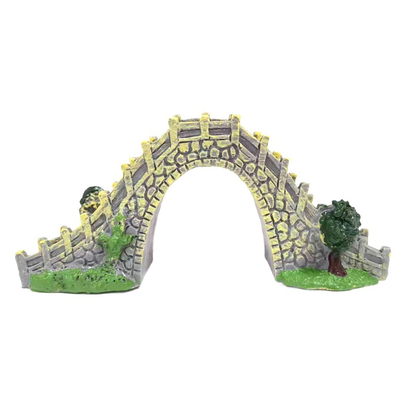 Bonsai chino decoración micro paisaje paisajismo pequeño puente pecera piedra arco puente decoración jardinería arco puente simulación Puente de Piedra PVC