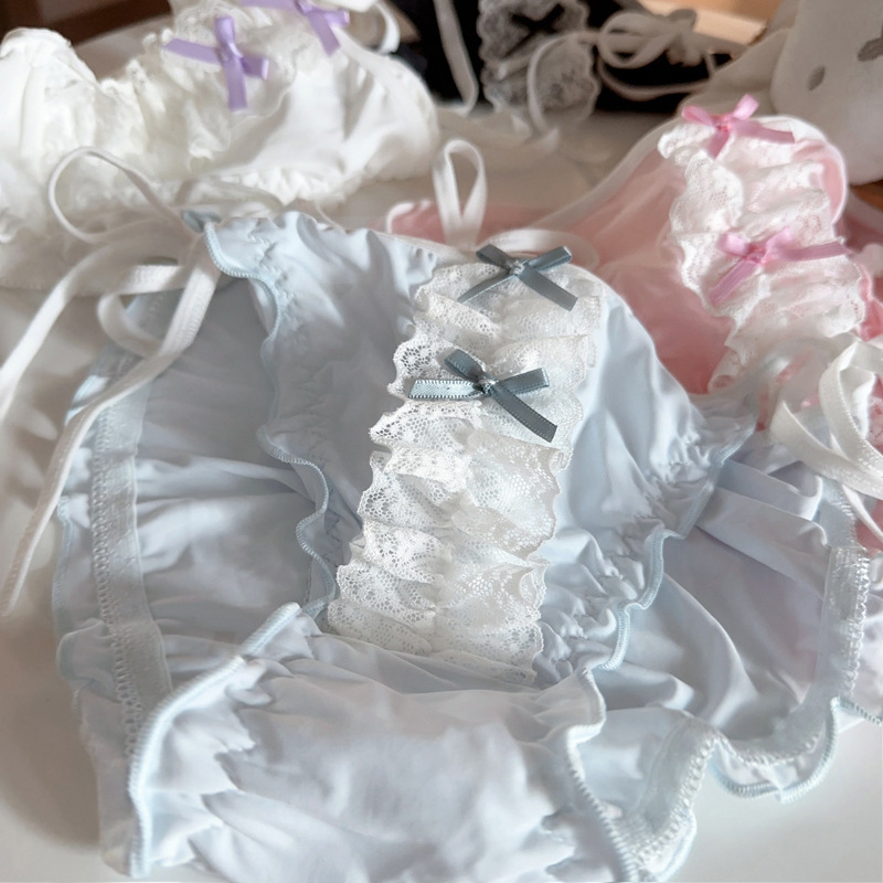 Second-dimensional Japanese Underwear Women's Ice Silk Maid Uniform Animation Peripheral Underwear Lace Bow Lace 322-G1