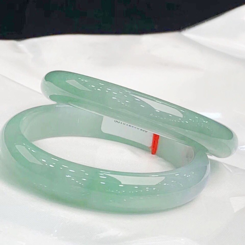 Vòng tay ngọc bích tự nhiên Myanmar băng Laokeng, hoa nổi xanh Zhengyang, đường kính trong 52–64 mm chi tiết 3