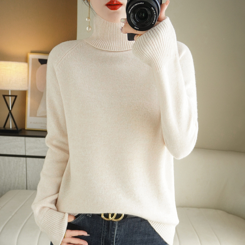 Autumn and Winter New High Collar Knitted Bottoming Shirt Tops for Women, Versatile Loose Pullover Sweaters, Casual Inner Wear and Outer Wear