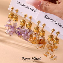 摩天轮新款小香风铃兰花耳钉手工串珠水晶耳环耳坠小众设计耳饰女