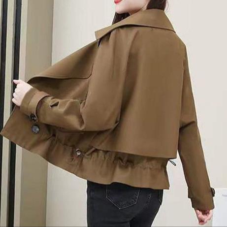 Autumn New Coat for Women, Spring and Autumn New Loose Short Trench Coat, Petite Height-Enhancing Short Coat for Women