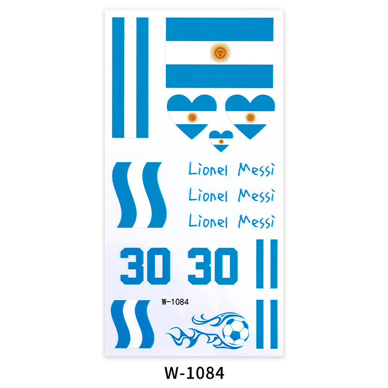Cross-border 2022 Copa del Mundo tema tatuaje pegatinas impermeable Bandera Nacional niños dibujos animados tatuaje pegatinas tatuaje