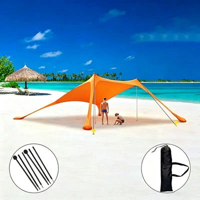 Tent Seaside Camping Awning, Avtomobil yan çətirləri - new-style-orange-2-irons-200160150cm