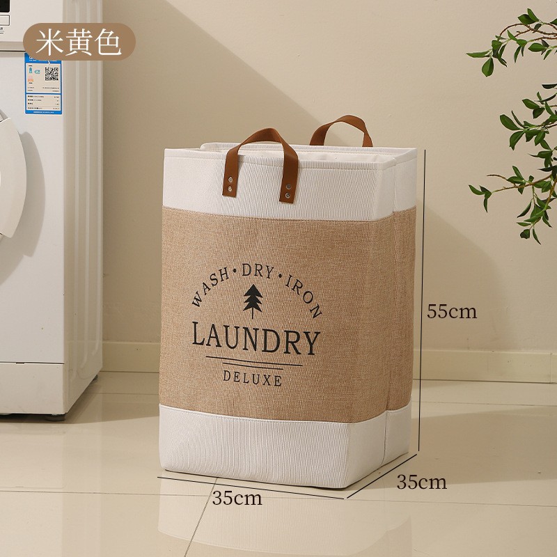 Cesta de ropa sucia para el hogar de gran capacidad cesta de almacenamiento de ropa sucia de imitación de lino plegable