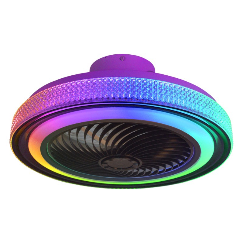 RGB color dormitorio luz del ventilador casa comedor LED luz de techo inteligente APP Bluetooth música invisible luz del ventilador
