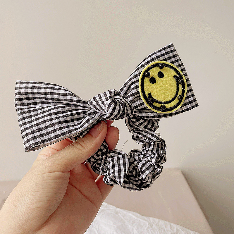 New Korean Version Of Simple Cartoon Smiley Bear Plaid Butterfly Hair Scrunchies display picture 7