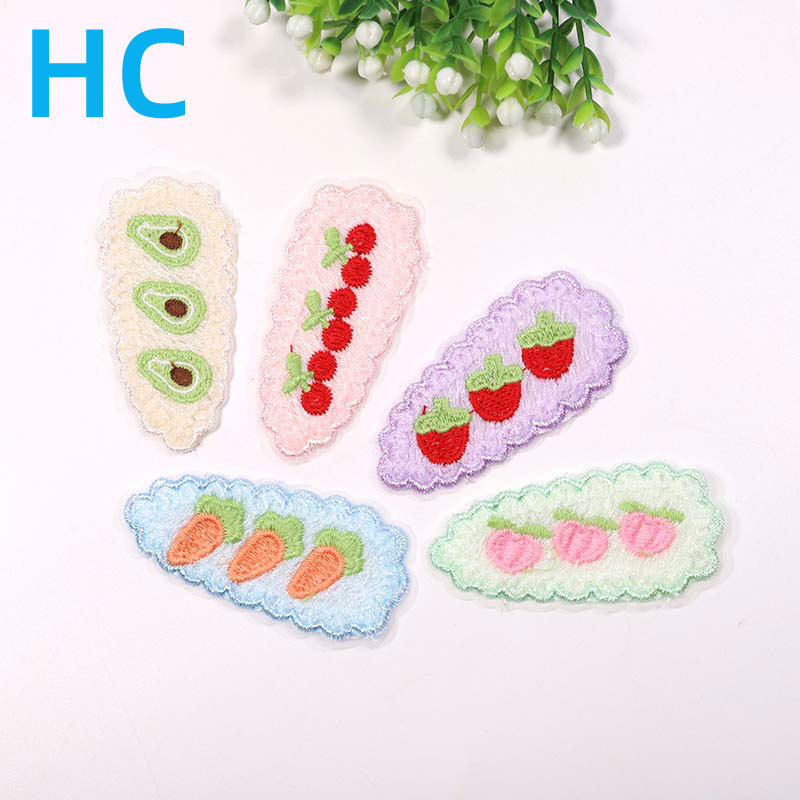 厂家服装头饰发卡手工diy辅料绣片 百搭波浪边水果水滴刺绣补丁贴