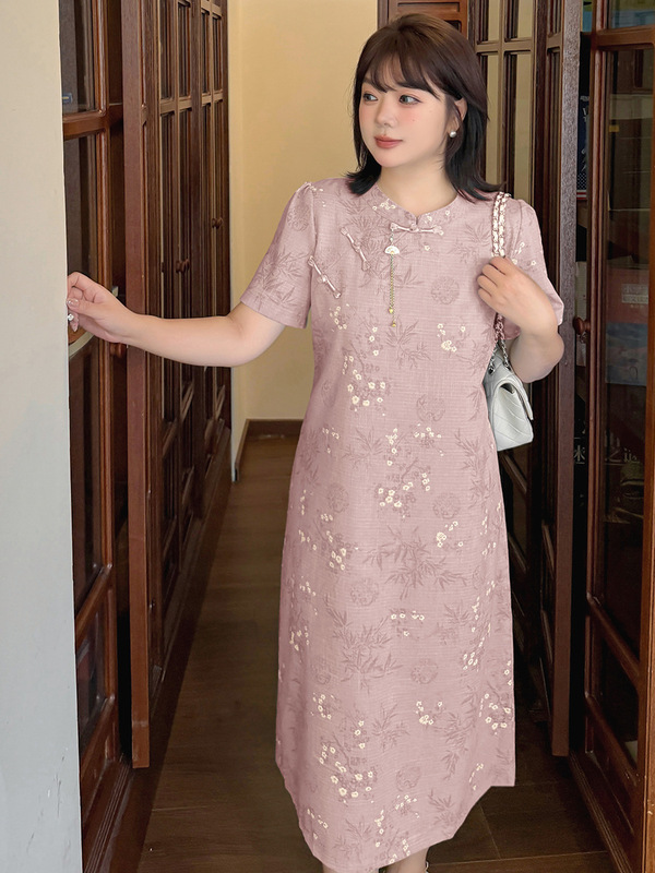 Yino 大きいサイズの女性の新しい中国風チャイナドレス 2025 夏の新しいストレート 4 色ドレス 253740|undefined
