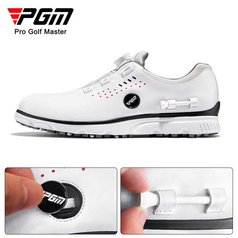 Giày golf PGM nam chống thấm nước, có bút đánh dấu từ tính và bóng TEE, núm vặn dây giày — XZ302-Xám trắng (kiểu dây giày), XZ302-Xám trắng (kiểu núm)