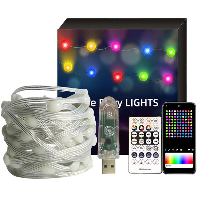 Usb5v LED color mágico cuero cadena luz App control música Navidad impermeable RGB al aire libre hadas cadena luz cubierta