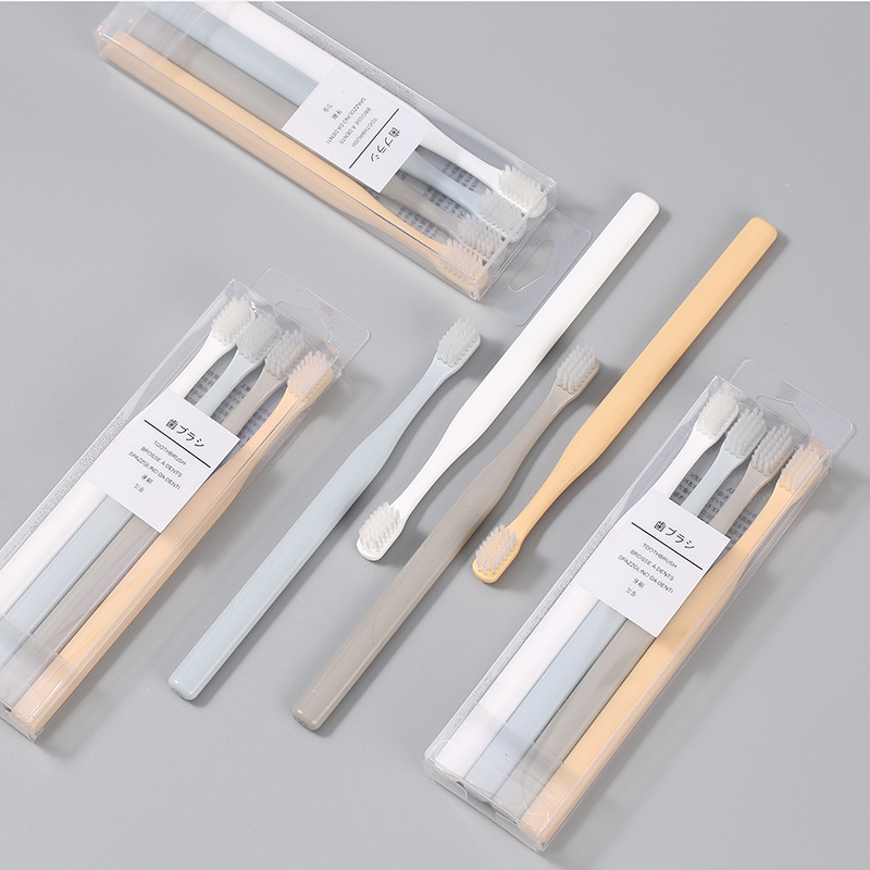 Macaron non-printed Japanese style 4 PCs soft hair toothbrush adult suit good products 4 PCs small head toothbrush