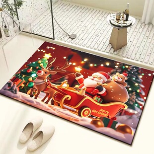 Christmas Series Diatom Mud Mat Bathroom Absorbent Mat Bathroom Non-Slip Drying Mat Entrance Decorative Door Mat