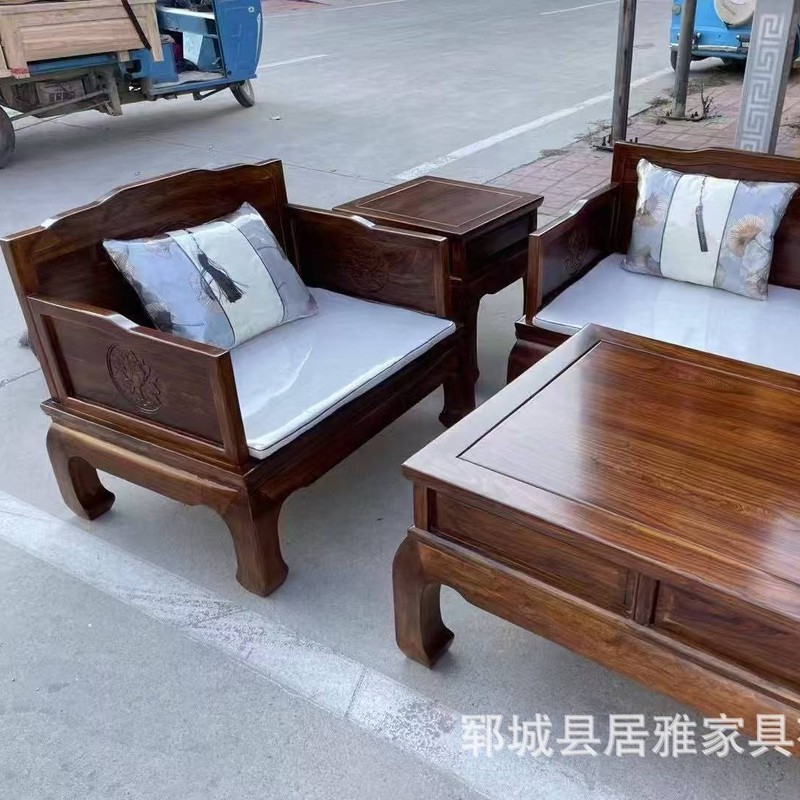 新しい中国風の無垢材ソファ組み合わせシンプルな禅古いニレ明と清の古典的なほぞ穴中国風のリビングルームの家具|undefined