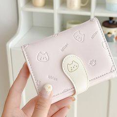 [Cat Little Tail] YADAS かわいいレディースカードホルダーファッションバックル PU ショート 70% off 小銭入れ財布