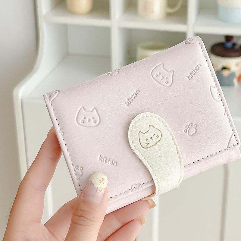 [Cat Little Tail] YADAS かわいいレディースカードホルダーファッションバックル PU ショート 70% off 小銭入れ財布|undefined