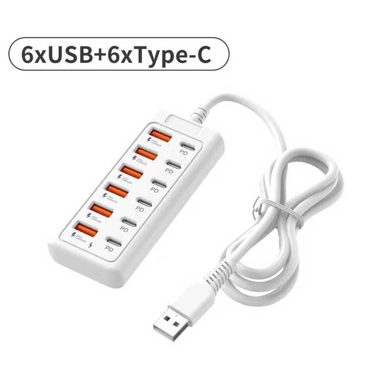Cross-Border Manufacturer's 12-Port 6Usb6Type-C Extension Cable Hub Suitable for Docking Station Charging and Data Transfer
