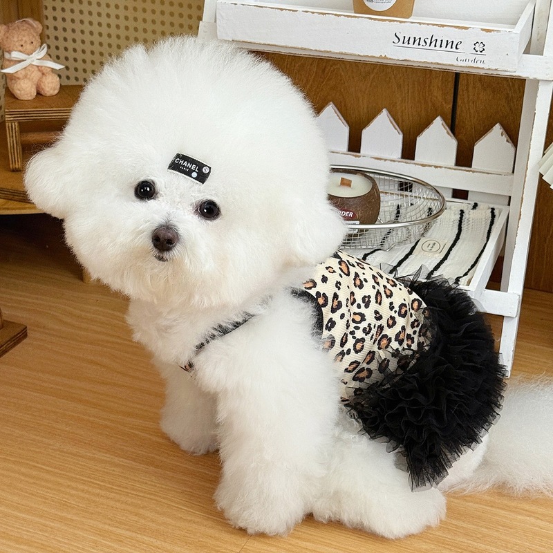 夏犬妖精サスペンダースカートヒョウ柄メッシュ抗脱毛テディビションポメラニアン猫マルチーズドロップシッピング|undefined