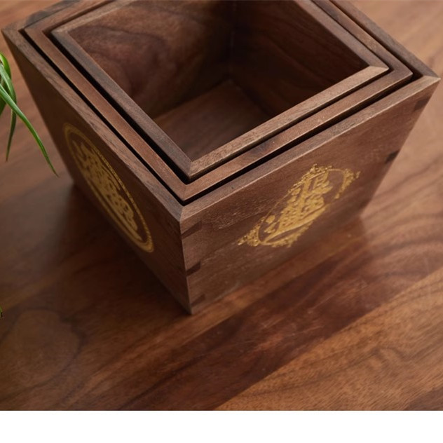 Escritorio de madera maciza misceláneas tesoro afortunado diario oro arroz cubo estilo antiguo decoración tienda Lucky caja almacenamiento