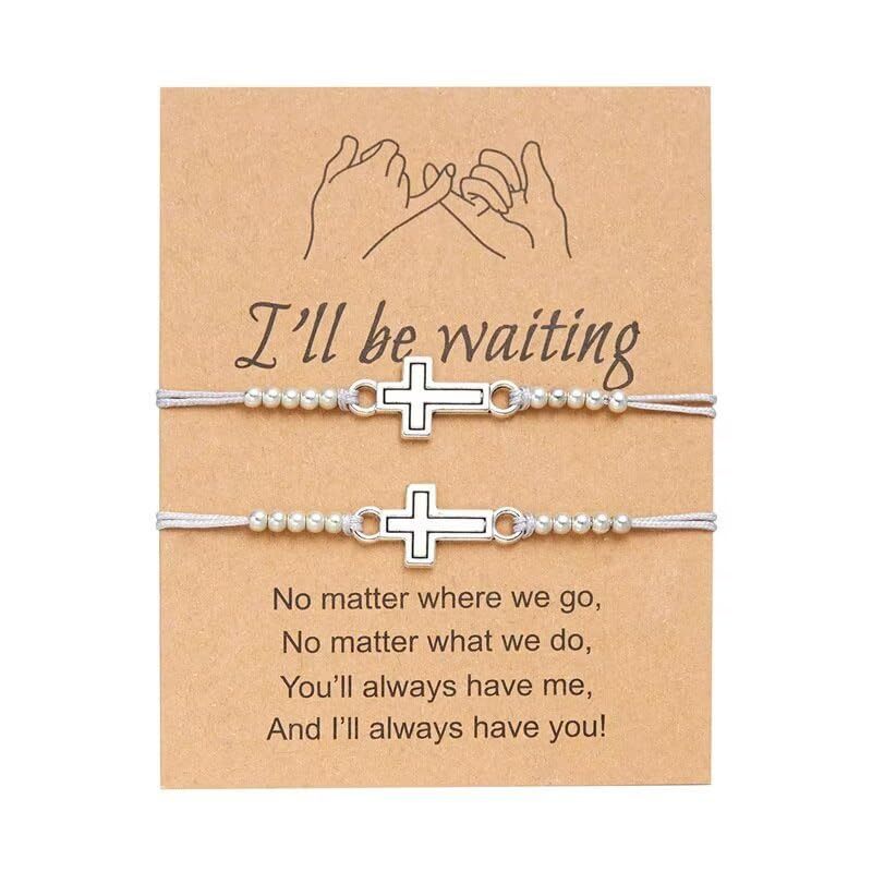 Double-Ring Cross Braided Bracelet Set Simple Hand-Wound Card Bracelet Stretchable Couple Braided Bracelet