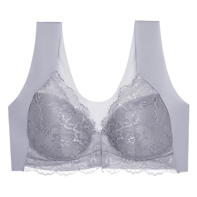 Más tamaño frente hebilla sujetador fino de encaje sexy inalámbrico se reunieron chaleco sin costuras belleza espalda ropa interior las mujeres al por mayor