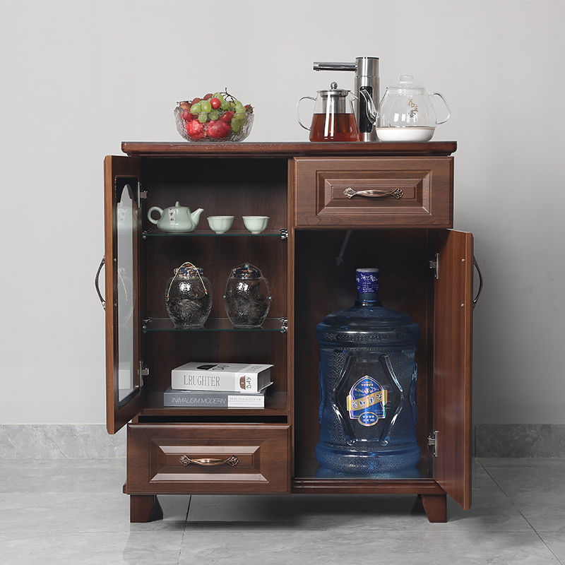 Máquina de té inteligente de madera maciza totalmente automática de suministro de agua tipo cubo de agua vertical tipo baja máquina de beber de agua caliente y fría doméstica