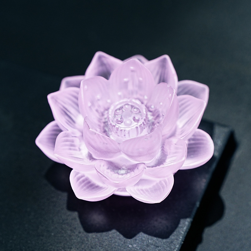 琉璃厂家直销失蜡法古法琉璃粉色莲花线香插立体花瓣花朵颜色可改|undefined