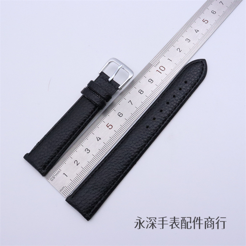 Accesorios de reloj correa de cuero litchi correa de cuero universal para hombres y mujeres 12mm - 22mm correa de hebilla negra marrón