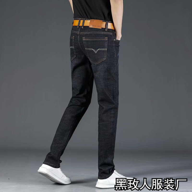 时尚男士牛仔裤男秋冬加绒宽松直简加厚保暖冬天日常休闲长裤