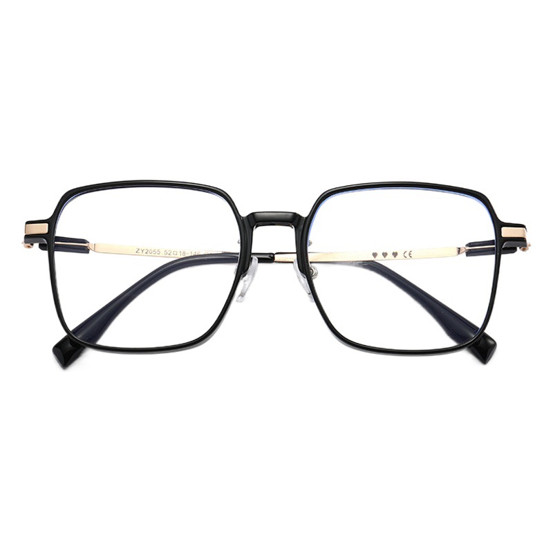 Gafas fotocromáticas anti-luz azul, montura grande, montura completa, ultraligeras, montura cuadrada de alta estética, efecto adelgazante, aspecto natural, gafas graduadas con acabado pulido.