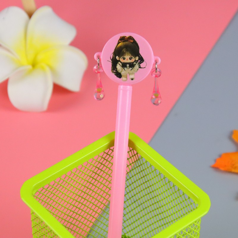 Bolígrafo de gongs en forma de sonajero creativo, bolígrafo de firma de patrón de niña linda, bolígrafo especial de regalo para estudiantes de primaria y secundaria