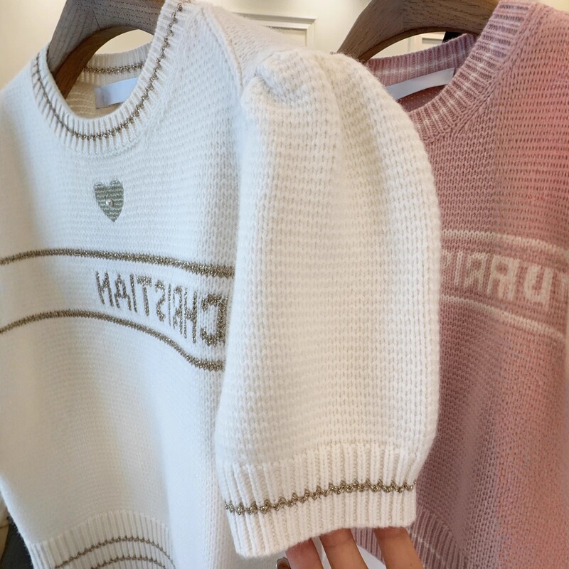 Non-market item~Shenzhen Nanyou high-end European women's clothing 25 Christmas limited edition heart letter wool short-sleeve sweater