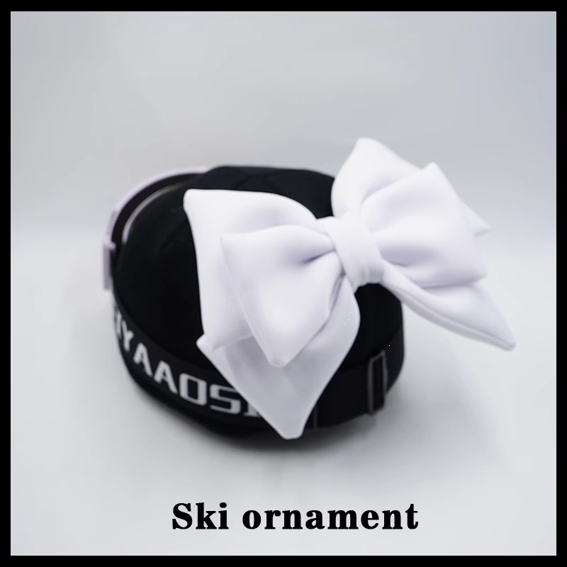 3D White Double Layer Bowknot Ski Helmet Cover