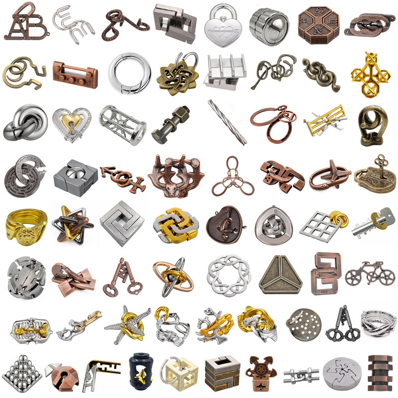 Puzzle亜鉛合金知能解環セット九連環ロック解除知育玩具魯班錠マジック孔明錠|undefined