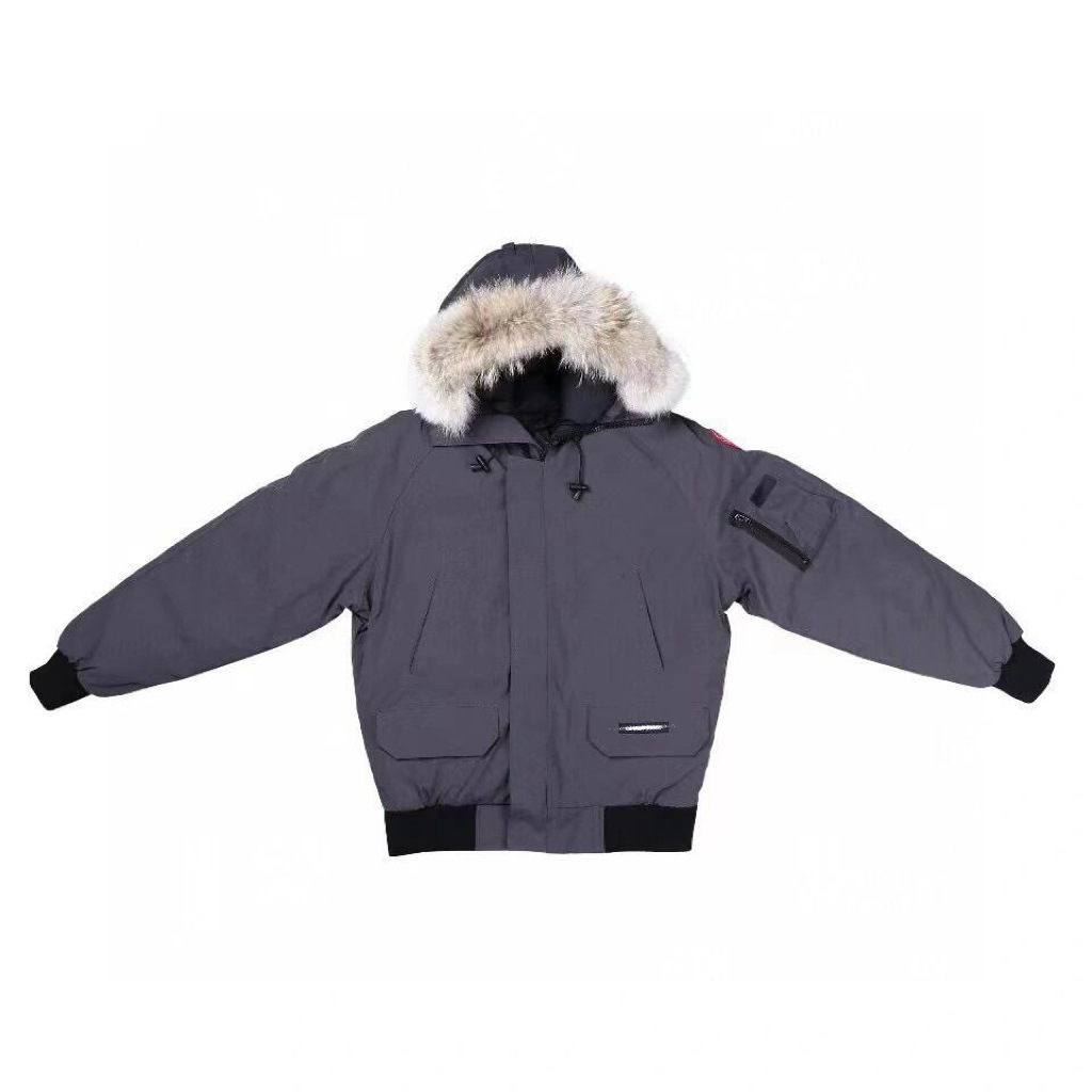 Ganso 01 chaqueta corta de piloto pareja de invierno hombre y mujer chaqueta de plumón abrigo cuello de pelo grueso moda cálida