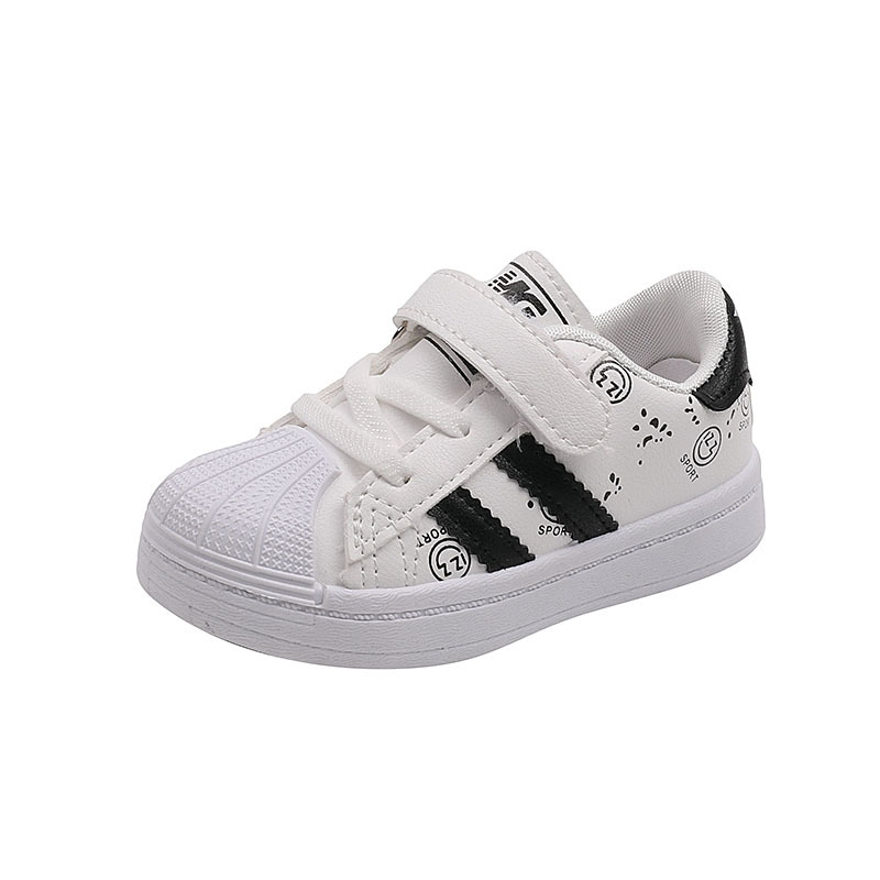 Chiren's sports boys girls' shell top board 2023 Spring and Autumn Korean version, boys' baby white shoes, 1-3 years_voghion.com