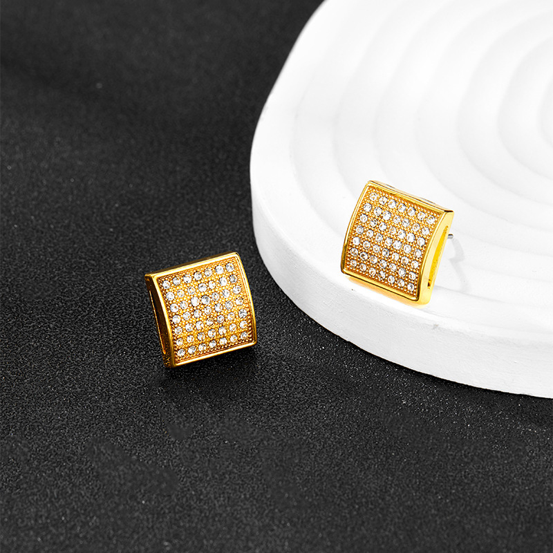 Venta caliente europea y americana nueva aleación China diamante hip hop pendientes accesorios moda Marca completa diamante ins pendientes personalizados al por mayor