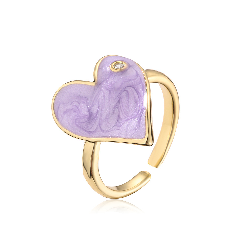 Copper Material Wholesale Jewelry Cute Heart Shape Copper Open Rings