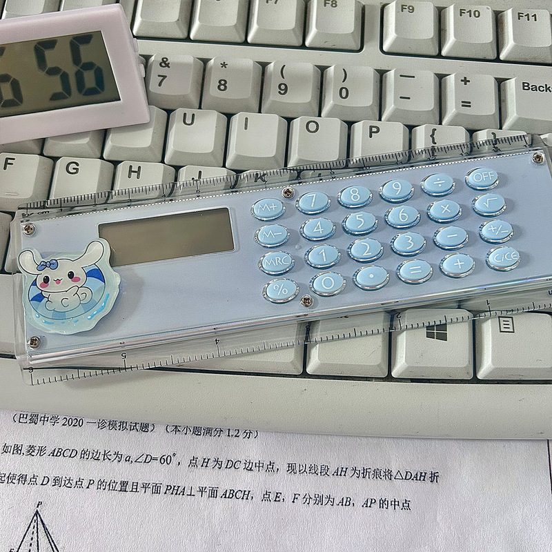 クリエイティブな漫画定規電卓、学用品、子供と学生向けのミニ電卓、キュートで見栄えの良いコンピューター|undefined