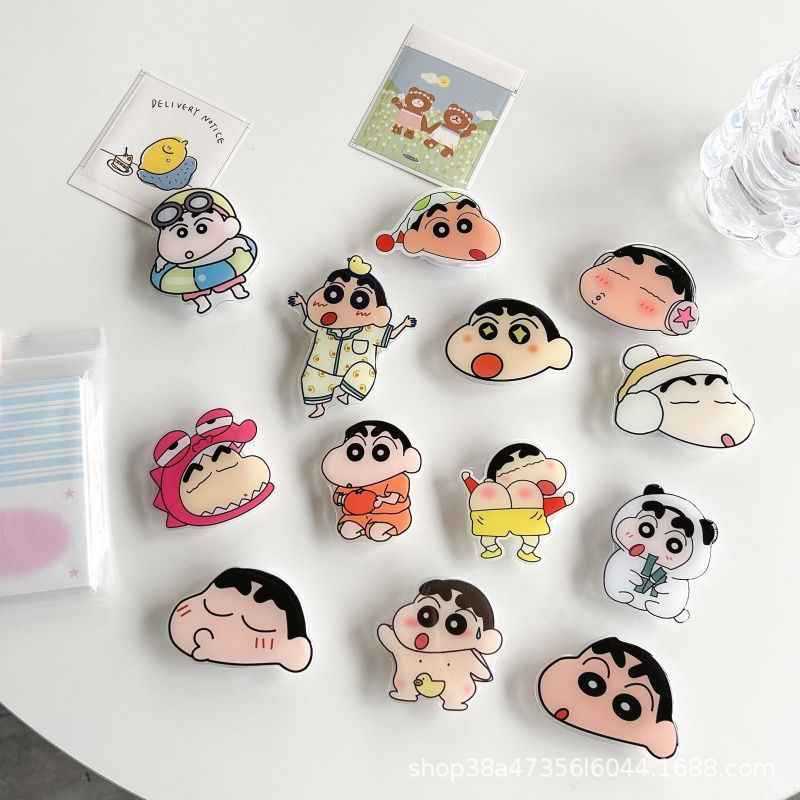 Ins Funny Cartoon Crayon Shin-Chan Avatar Niche Back Sticker Holder Cute Glue Lazy Mobile Phone Airbag Holder