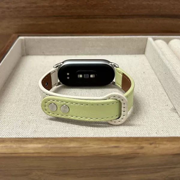 Suitable for Xiaomi Mi Band 11 Watch Strap, Color-Blocked Slim Style with Double Buckle, Leather Replacement Strap for Xiaomi 9/8 Nfc