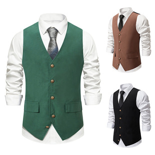 Amazon 2025 New Autumn and Winter Men's British Suit Vest Medieval Retro Casual Vest Jacket for Men