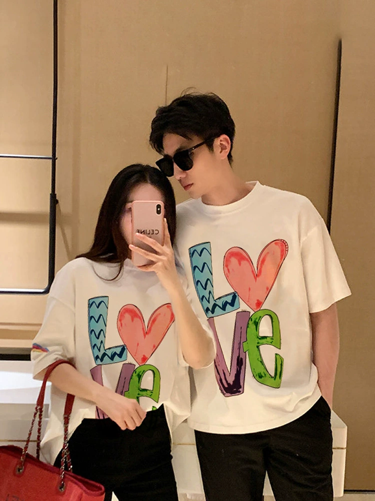 Baby parent -child dressing summer mother and daughter new tide family three -mouth retro letters graffiti printed whole family short -sleeved T -shirt