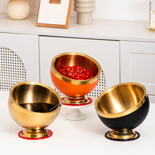 Stainless Steel Double Layer Seasoning Bowl Hot Pot Shop Self-service Seasoning Bowl Diangle Bowl Snack Candy Tank Desktop Garbage Bowl