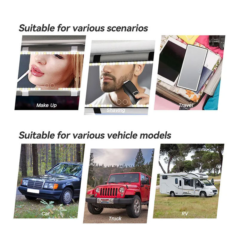 Cross-border Popular Car Sun Visor Mirror Three-color LED Makeup Mirror High-definition Ultra-thin Beauty Mirror Touch-up Three-speed Dimming