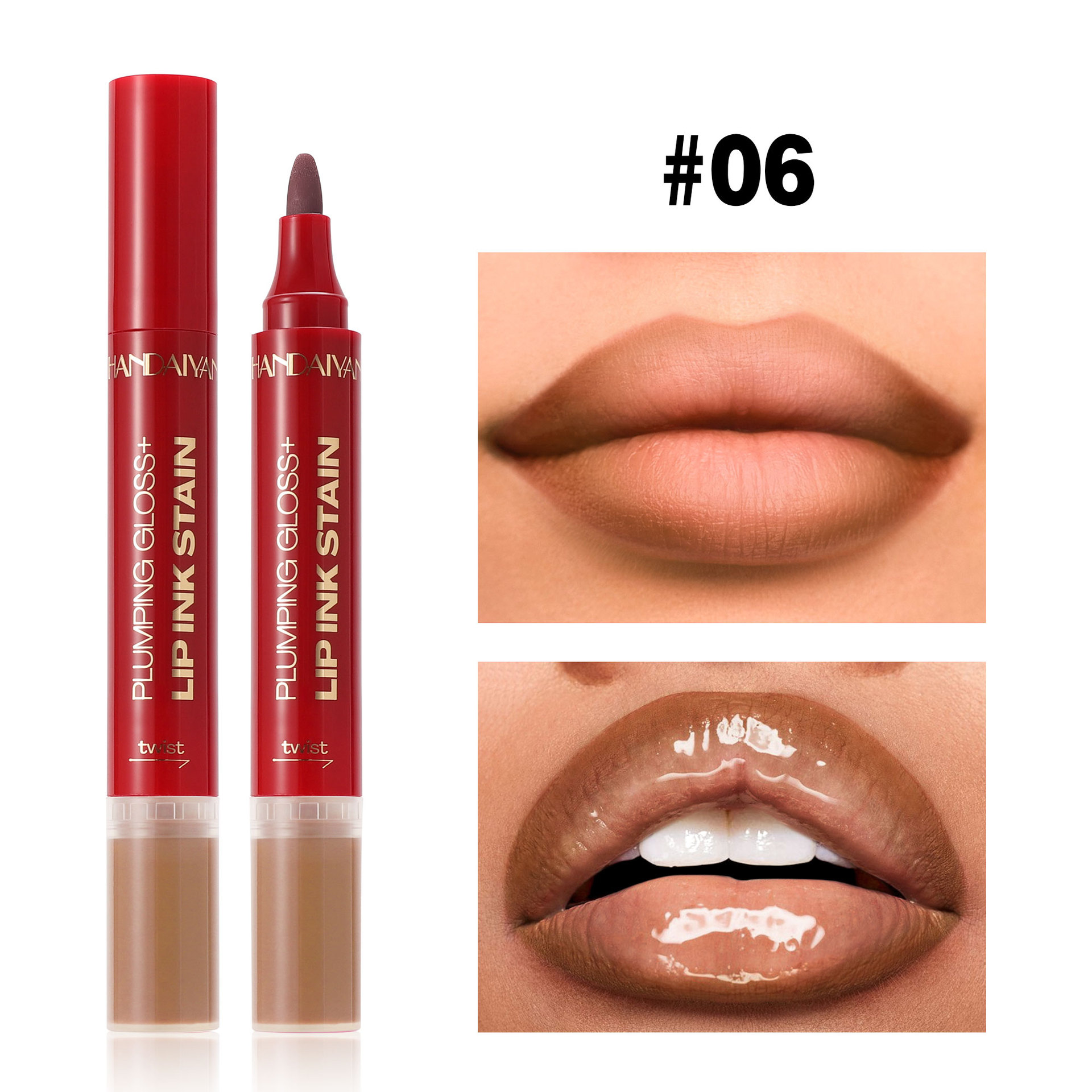 Transfronterizo doble lápiz labial aceite labial líquido acuarela lápiz labial HANDAIYAN lipstick aceite labial humectante fácil de colorear lipstick image 12