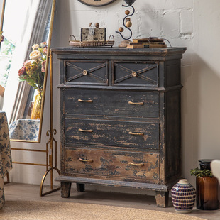 Retro Hotel storage chest of drawers distressed personalized bedroom Baibao cabinet quiet style B & B living room side cabinet
