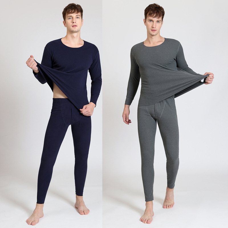 Autumn and winter extra-large size thin velvet thermal underwear men's extra-large plus velvet seamless thin velvet fat men's autumn clothing and long pants set