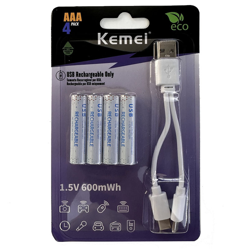 Batería recargable de corte de pelo Komei 1600mWh batería seca 5, batería de litio recargable USB al por mayor